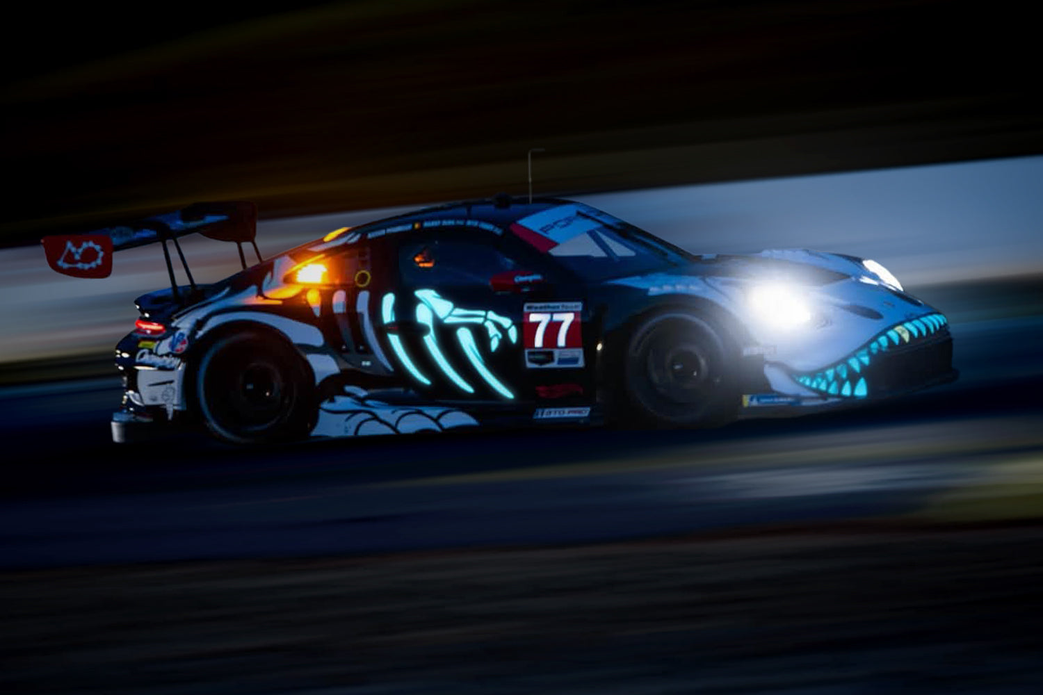 (Pre-order) Mini GT #1436 Porsche 911 GT3 R (992) #77 AO Racing Skeleton Rexy