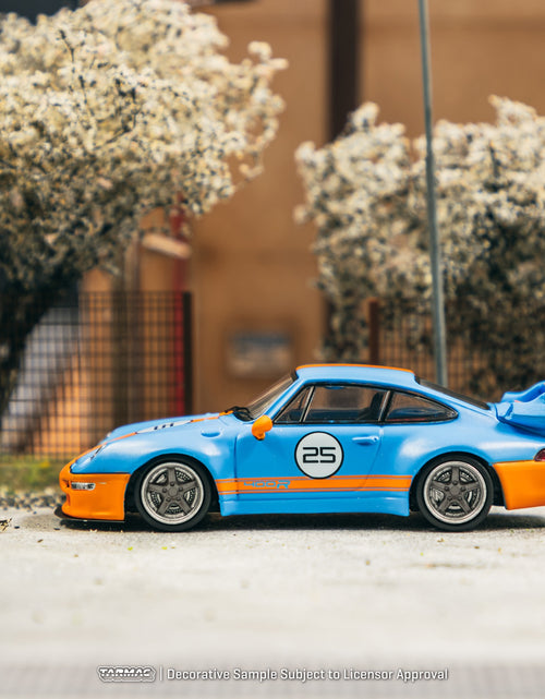 Load image into Gallery viewer, Tarmac Works 1/64 993 Remastered By Gunther Werks Blue / Orange Car
