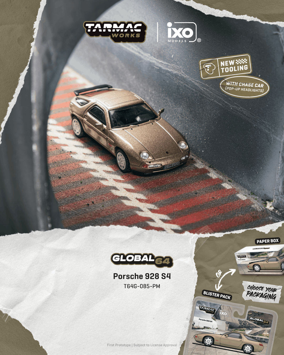 (Pre-order) Tarmac Works 1/64 Porsche 928 S4 Platinum Metallic Diecast Model Car