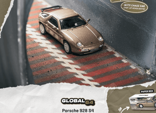 Load image into Gallery viewer, (Pre-order) Tarmac Works 1/64 Porsche 928 S4 Platinum Metallic Diecast Model Car
