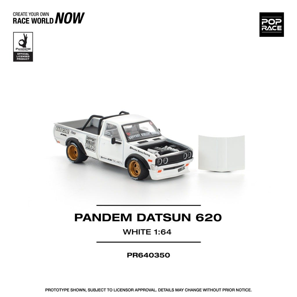 POPRACE 1/64 PANDEM DATSUN 620 WHITE Diecast Model Car