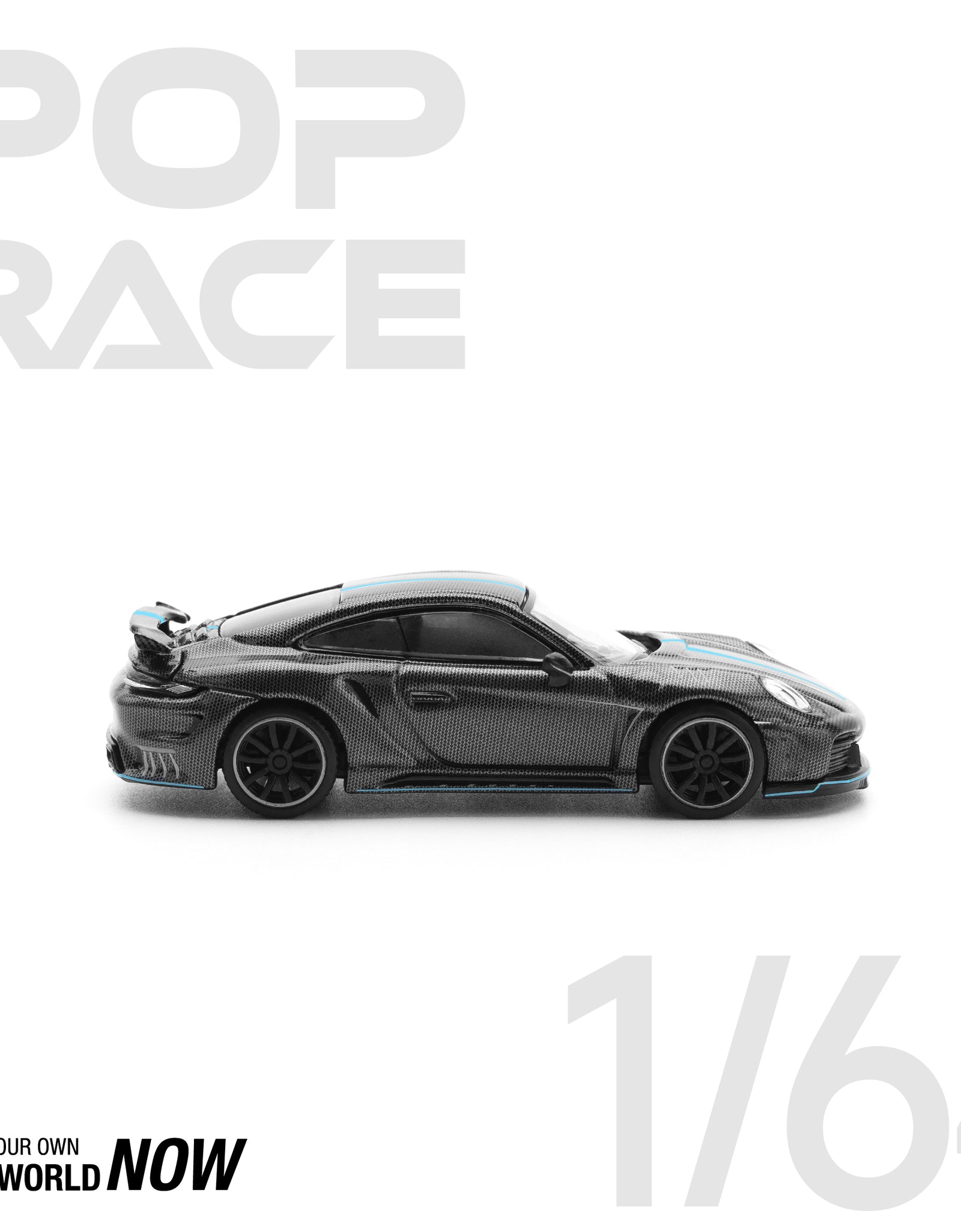POPRACE 1/64 992 STINGER GTR CARBON EDITION (BLUE LINE) model car