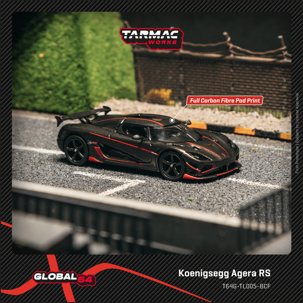 Tarmac Works 1/64 Koenigsegg Agera RS  Black Carbon Fiber / Red Accents