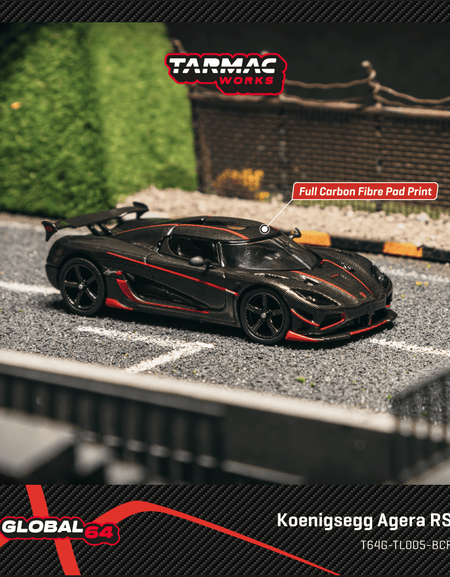 Tarmac Works 1/64 Koenigsegg Agera RS  Black Carbon Fiber / Red Accents