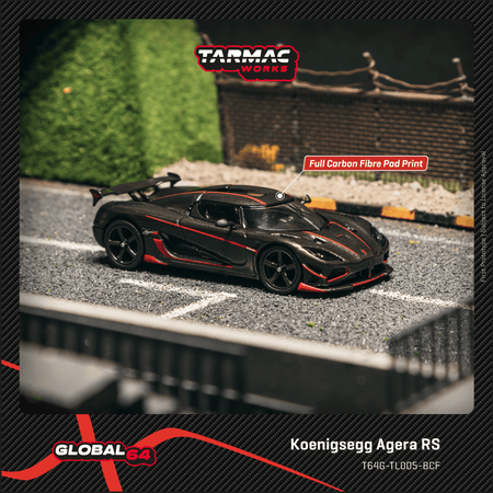 Tarmac Works 1/64 Koenigsegg Agera RS  Black Carbon Fiber / Red Accents