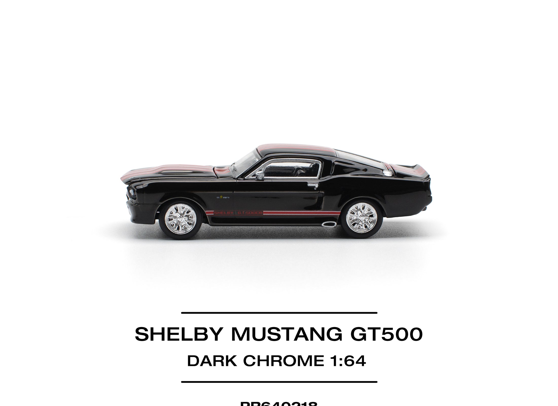 POPRACE 1/64 SHELBY MUSTANG GT500 DARK CHROME Diecast Model Car