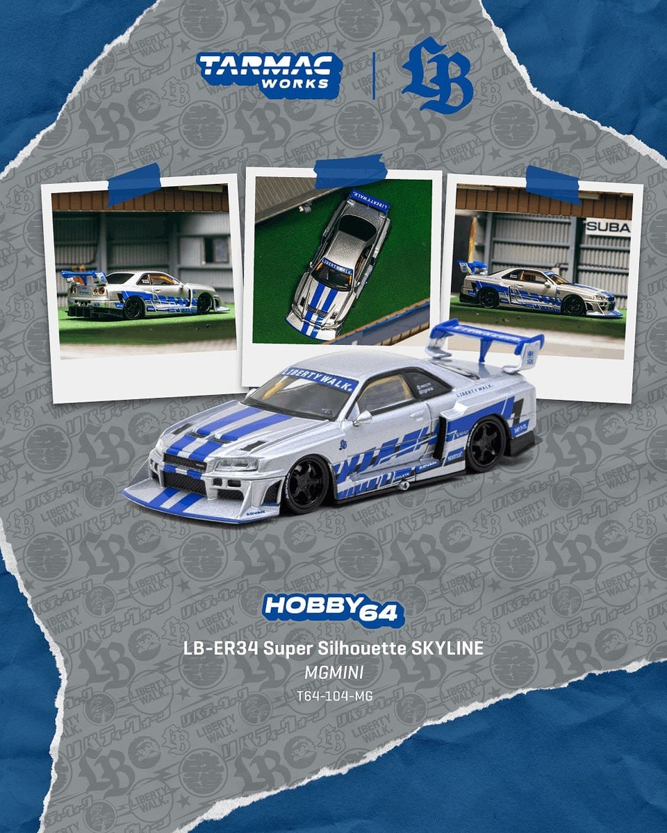 (Pre-order) Tarmac Works 1/64 LB-ER34 Super Silhouette SKYLINE MGMINI Diecast