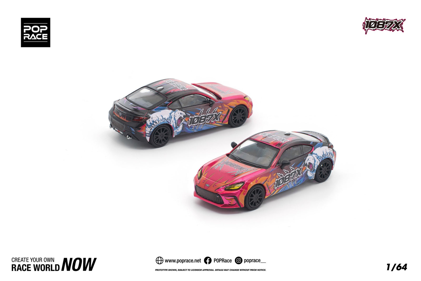 POPRACE 1/64 1087X GR86 CUP Diecast Model Car