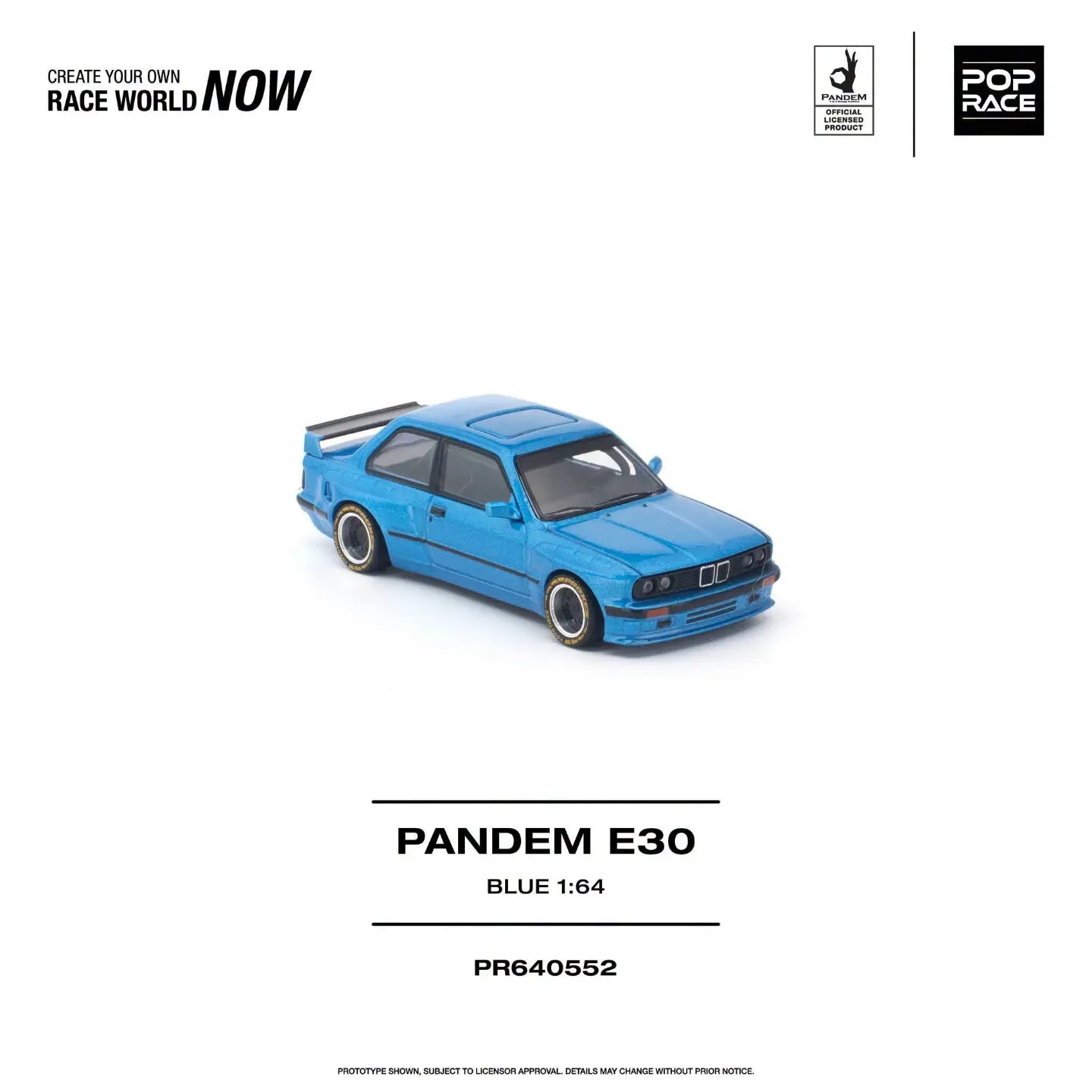 (Pre-order) POPRACE 1/64 - PANDEM E30 BLUE Opening Front Hood Detailed Engine