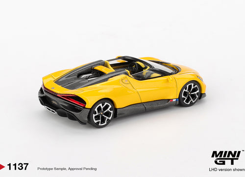 Load image into Gallery viewer, (Pre-order) MINI GT #1137 Bugatti W16 Mistral Yellow Diecast Model Car
