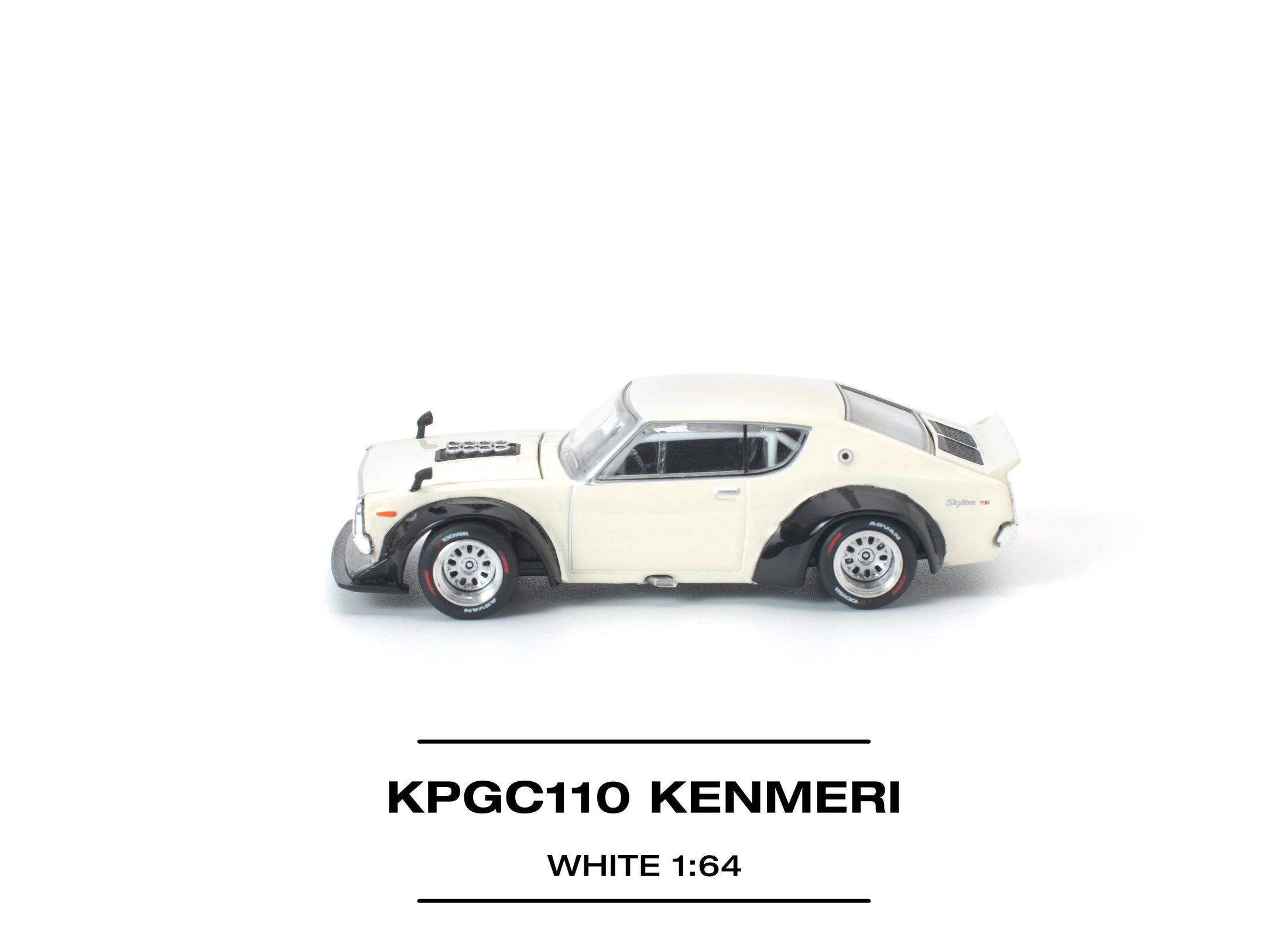 (Pre-order) POP RACE 1/64 KPGC110 KENMERI WHITE Diecast Model Car