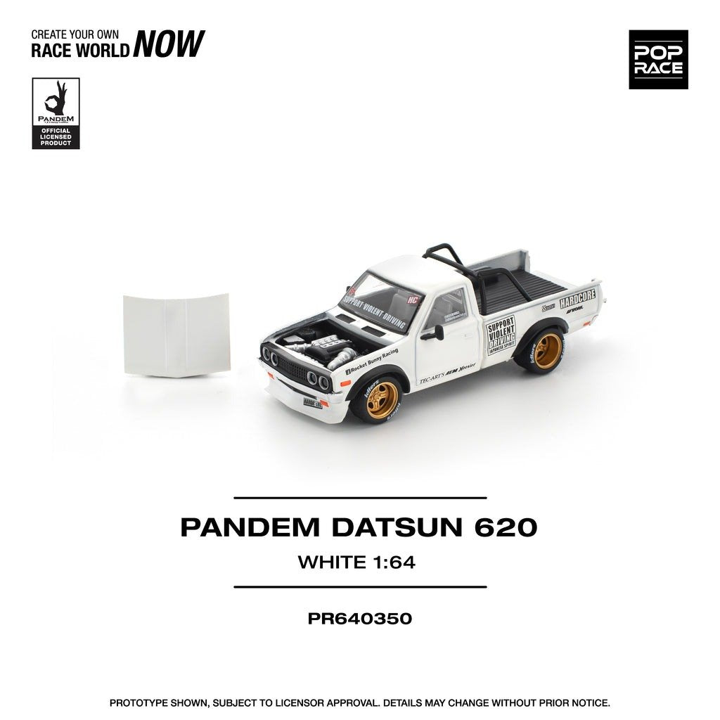 POPRACE 1/64 PANDEM DATSUN 620 WHITE Diecast Model Car