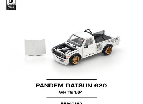 Load image into Gallery viewer, POPRACE 1/64 PANDEM DATSUN 620 WHITE Diecast Model Car
