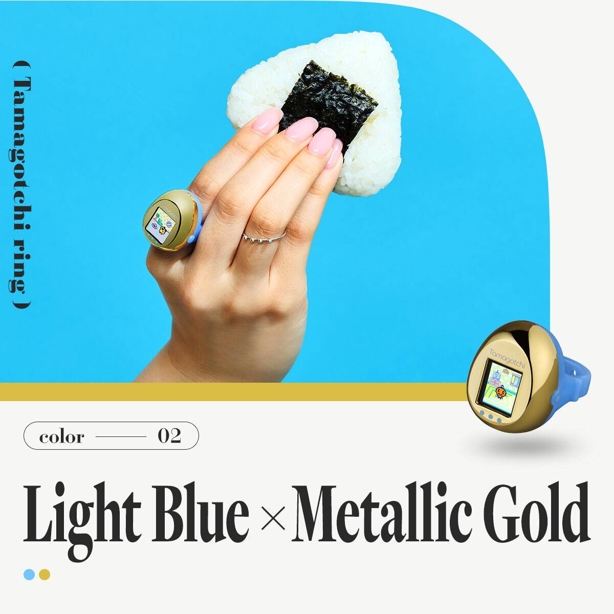 (Pre-order) Bandai Tamagotchi ring - Blue & Metallic Gold Digital Pet Toy