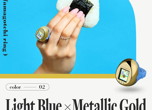 Load image into Gallery viewer, (Pre-order) Bandai Tamagotchi ring - Blue &amp; Metallic Gold Digital Pet Toy
