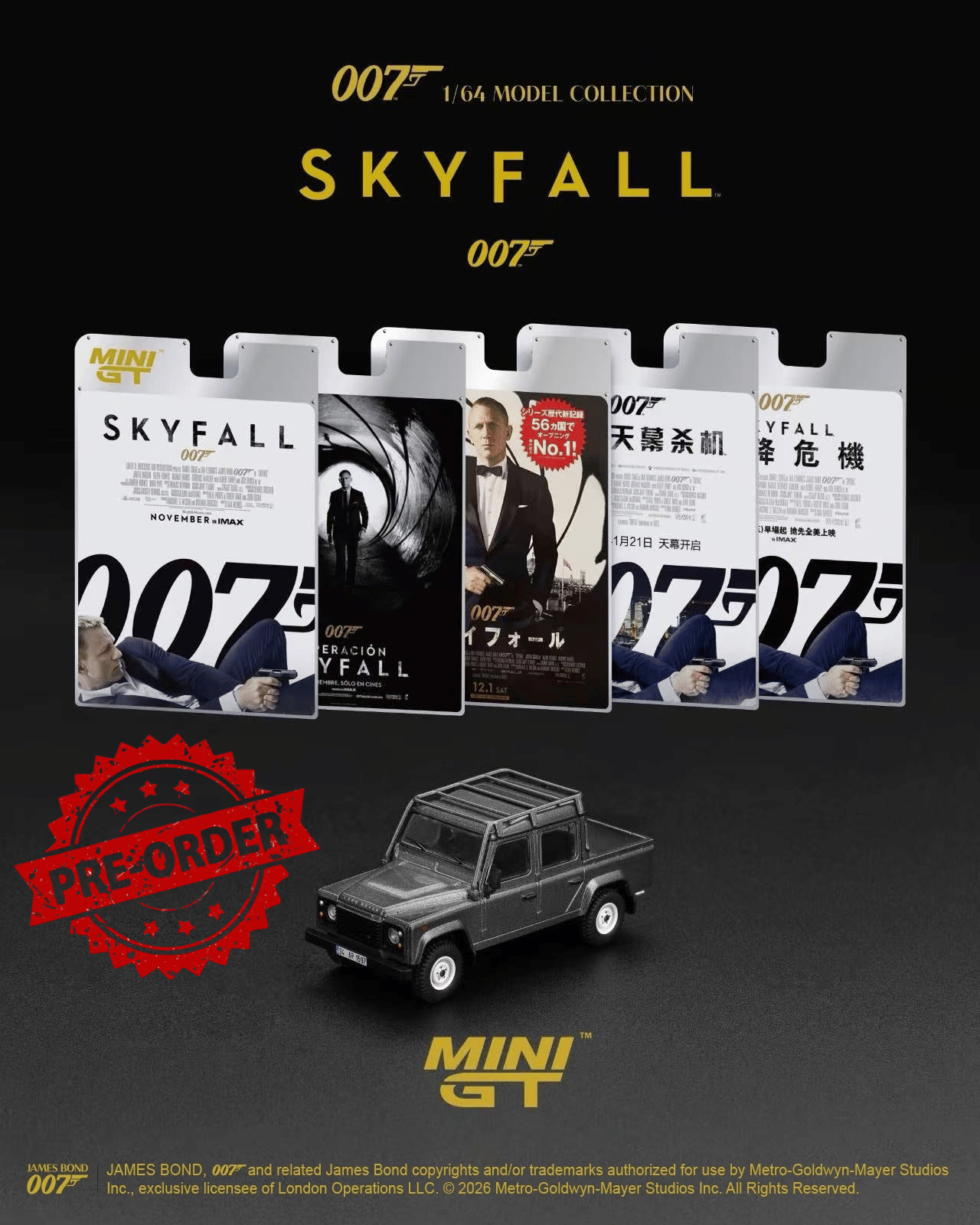 (Pre-order) Mini GT #918 Land Rover Defender 110 Crew Cab 007 Skyfall Diecast
