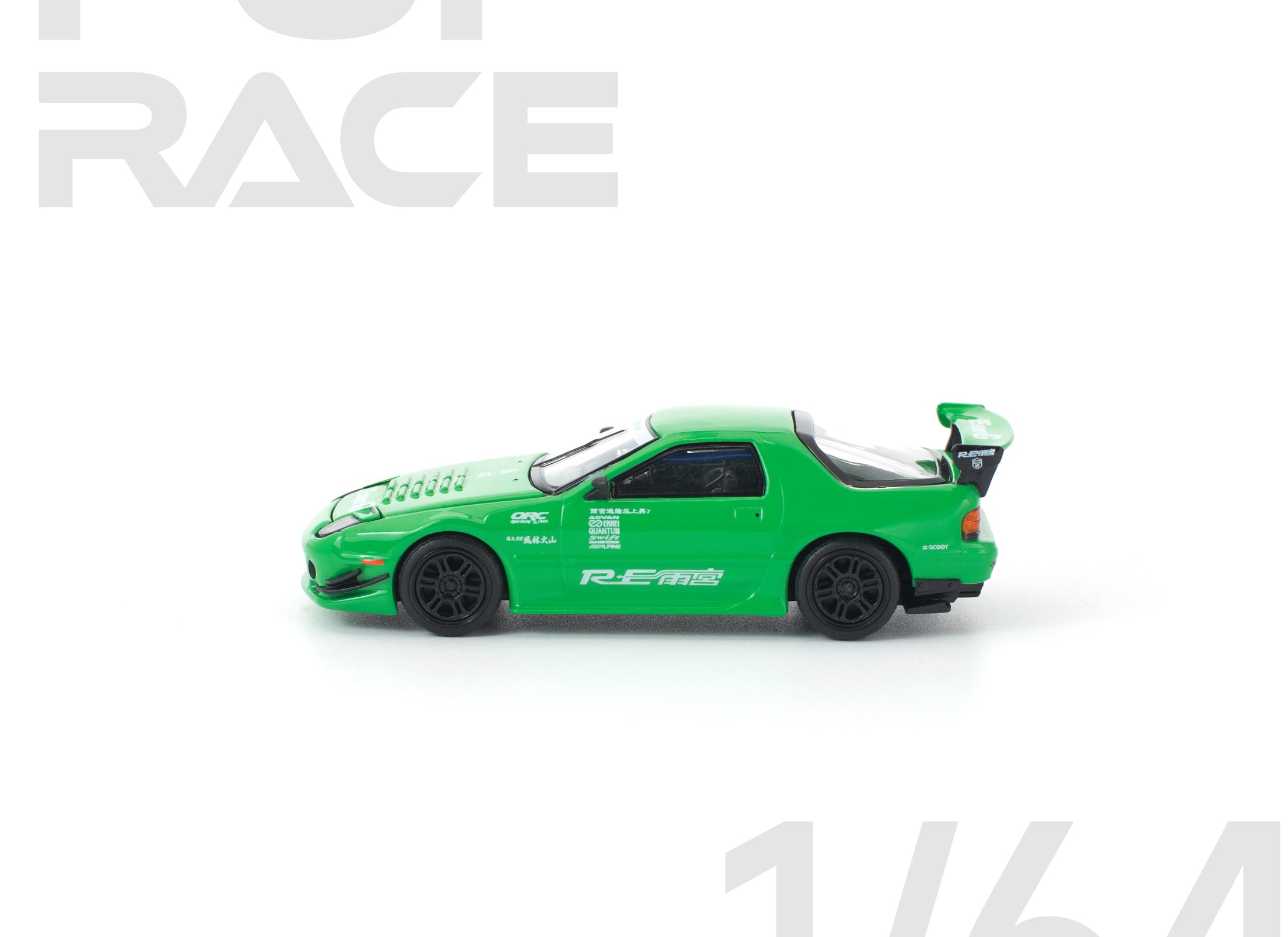 (Pre-order) POPRACE 1/64 MAZDA RX7 (FC3S) RE-AMEMIYA GREEN Model Car #PR640339