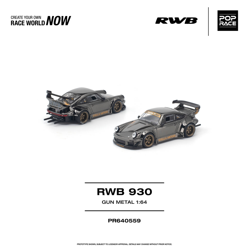 (Pre-order) POPRACE 1/64 - RWB 930 GUN METAL Opening Rear Engine Cover