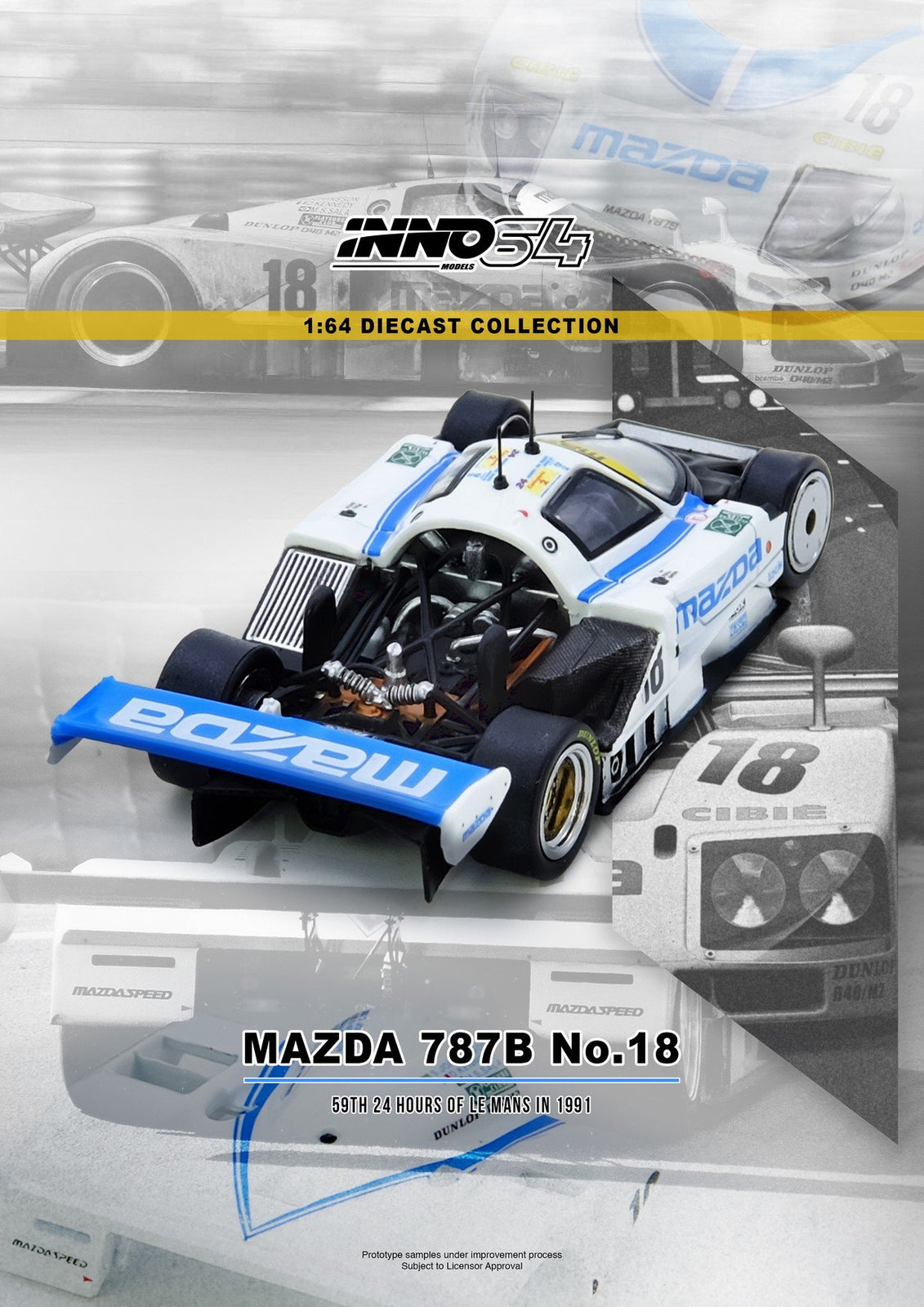 (Pre-order) INNO64 1/64 MAZDA 787B No.18  59th 24 Hours Le Mans 1991 Diecast Car