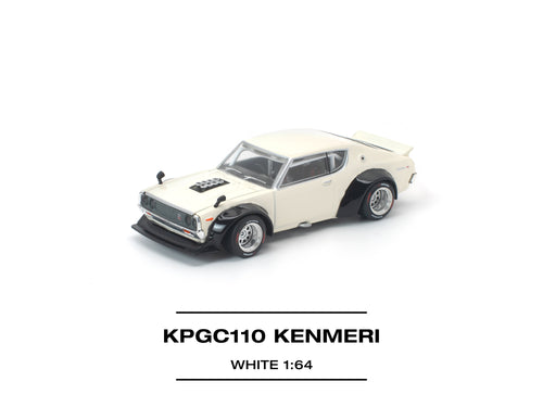 Load image into Gallery viewer, (Pre-order) POP RACE 1/64 KPGC110 KENMERI WHITE Diecast Model Car
