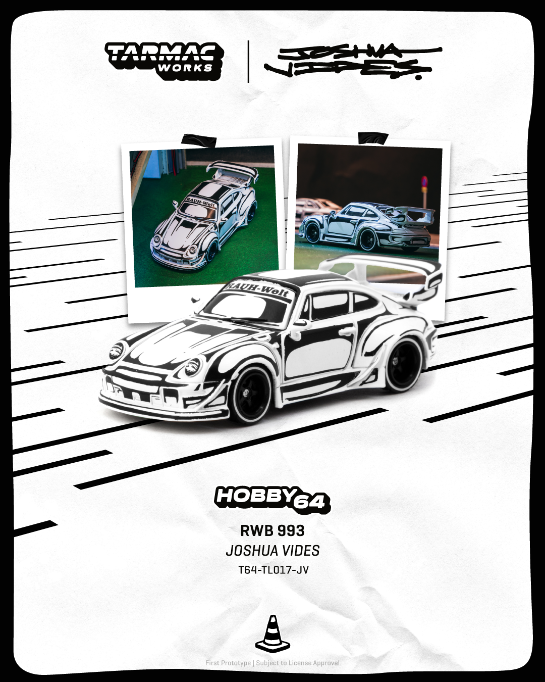 (Pre-order) Tarmac Works 1/64 RWB 993 - Designed by JOSHUA VIDES Diecast Model