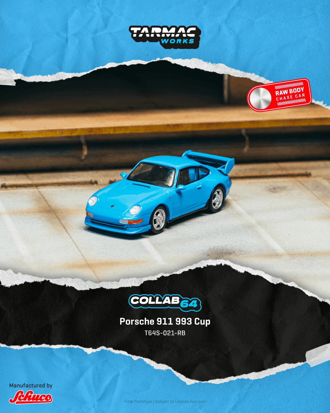 (Pre-order) Tarmac Works 1/64 Porsche 911 993 Cup Riviera blue Diecast Model Car