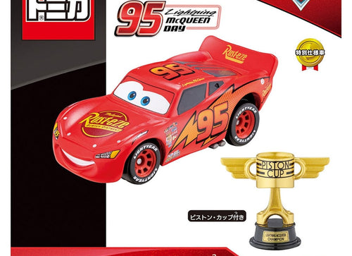 Load image into Gallery viewer, Takara Tomy Tomica Cars Lightning McQueen with Piston Cup Lightning McQueen Day
