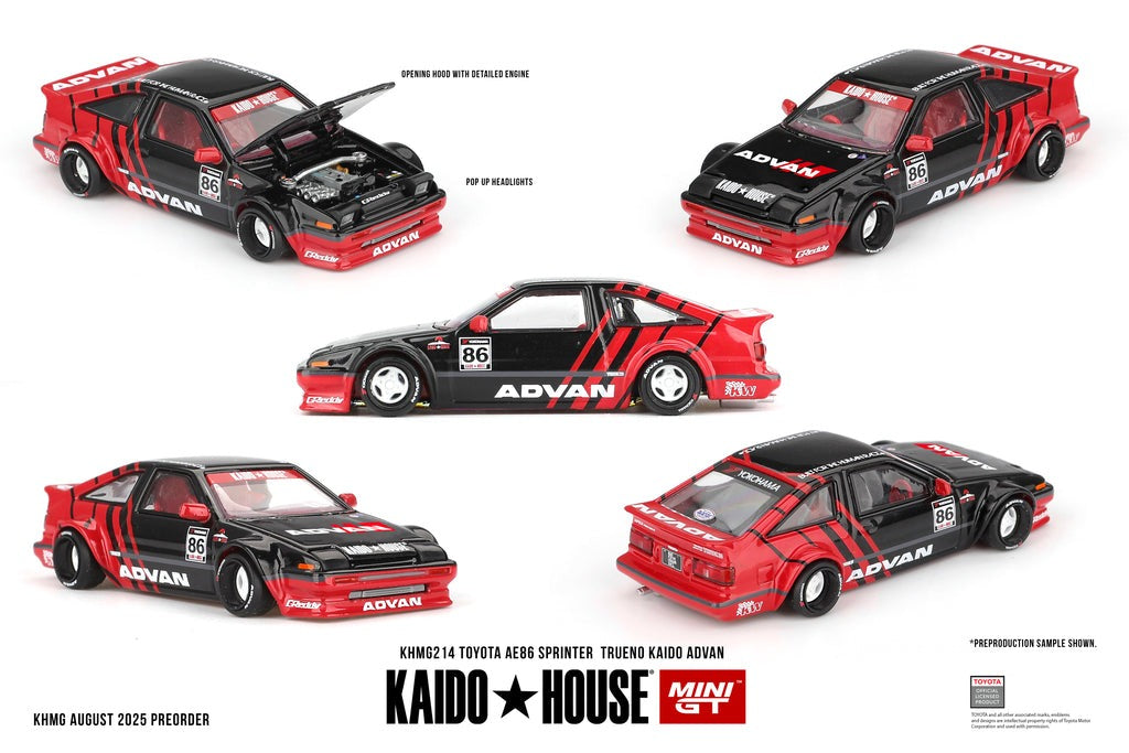(Pre-order) Kaido House X Mini GT Toyota AE86 Sprinter Trueno Kaido ADVAN Car