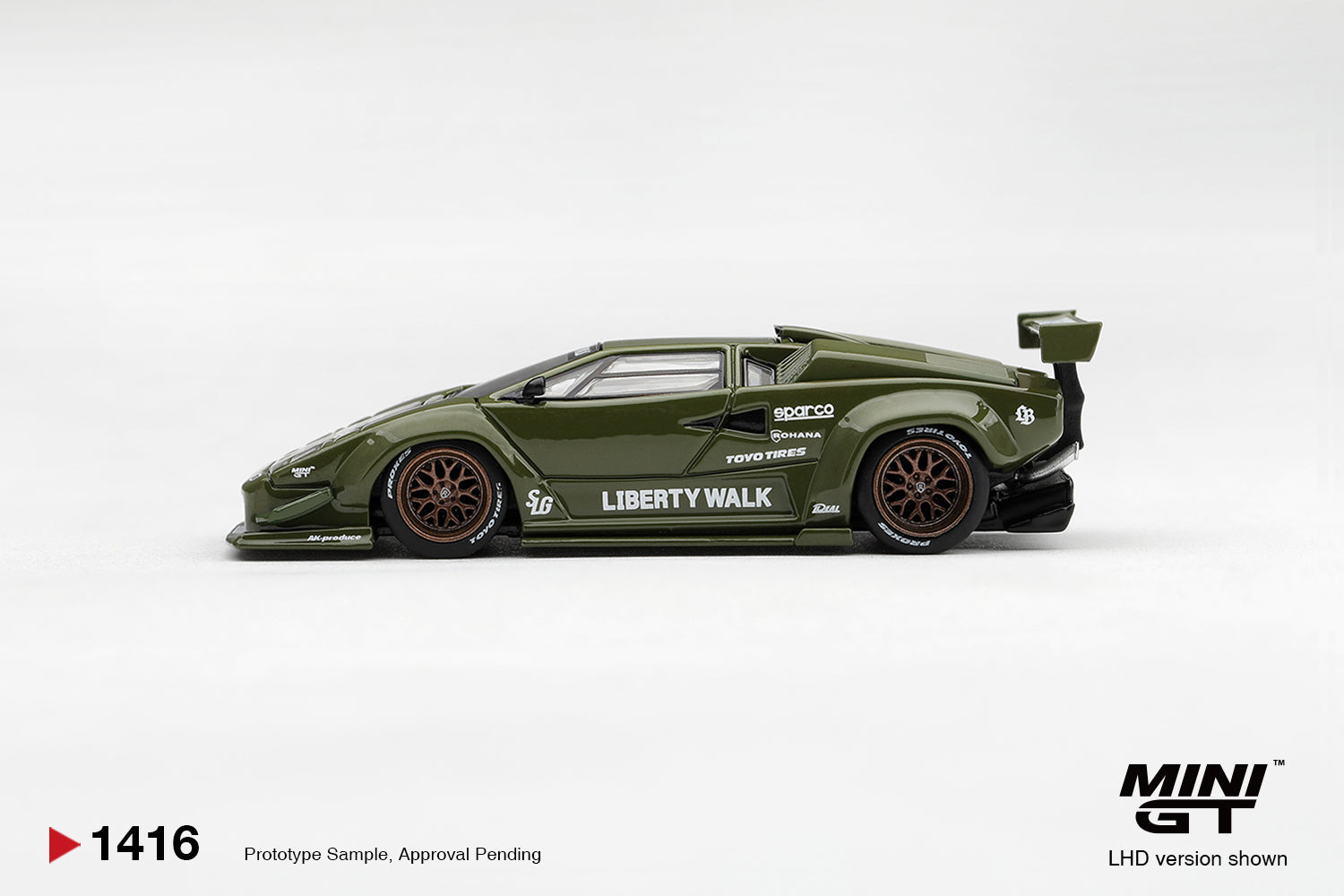 (Pre-order) Mini GT #1416 Lamborghini Countach LB-WORKS Army Green Diecast Model