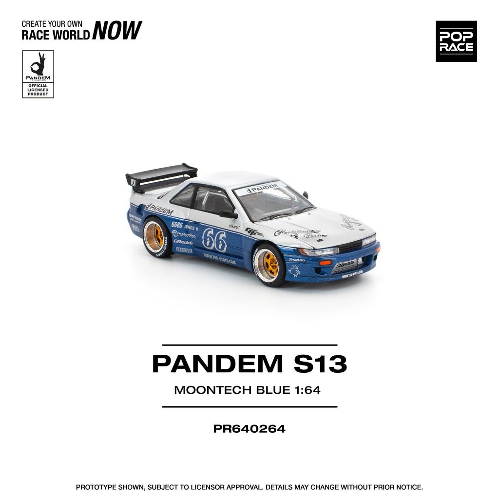 POPRACE 1/64 PANDEM SILVIA S13 MOONTECH BLUE Diecast Model Car