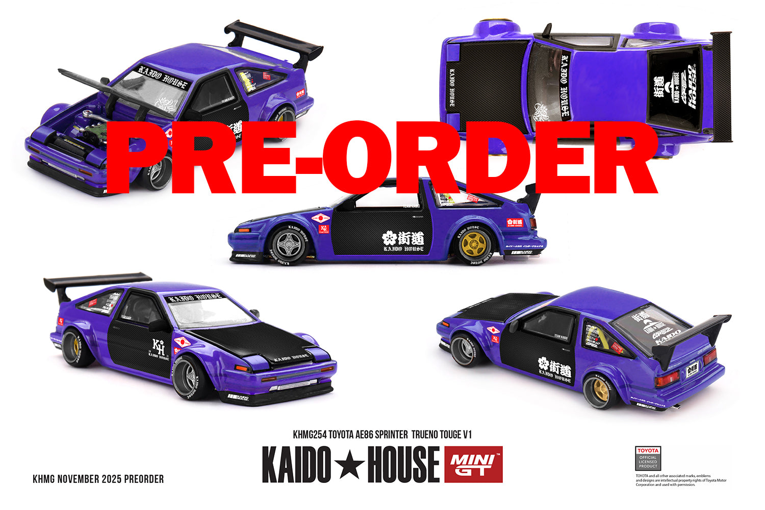 (Pre-order) Kaido House X Mini GT Toyota AE86 Sprinter Trueno TOUGE V1 #KHMG254