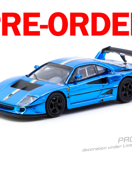 (Pre-order) Tarmac Works 1/64 Ferrari F40 LM Chrome Blue Diecast Model Car
