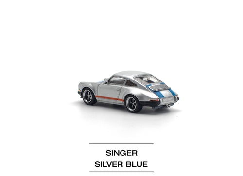Load image into Gallery viewer, POPRACE 1/64 SINGER SILVER/BLUE Diecast Model Car
