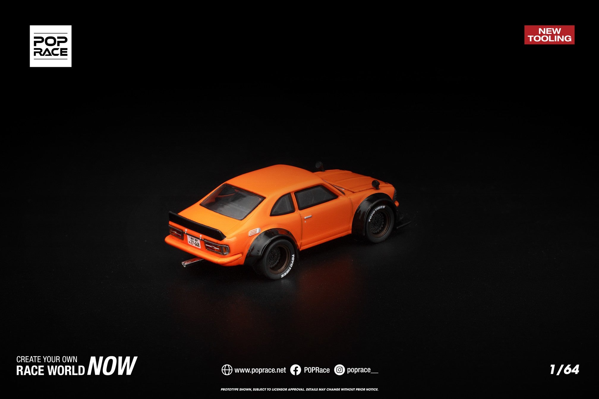 (Pre-order) POPRACE 1/64 TOYOTA COROLLA KE25 ORANGE Diecast Model Car