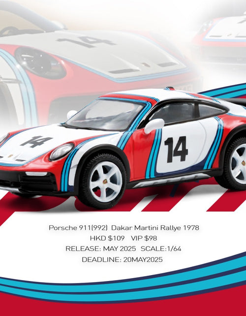 Load image into Gallery viewer, Sparky x TINY 1/64 Porsche 911(992) Dakar Martini Rallye 1978 Diecast Model Car

