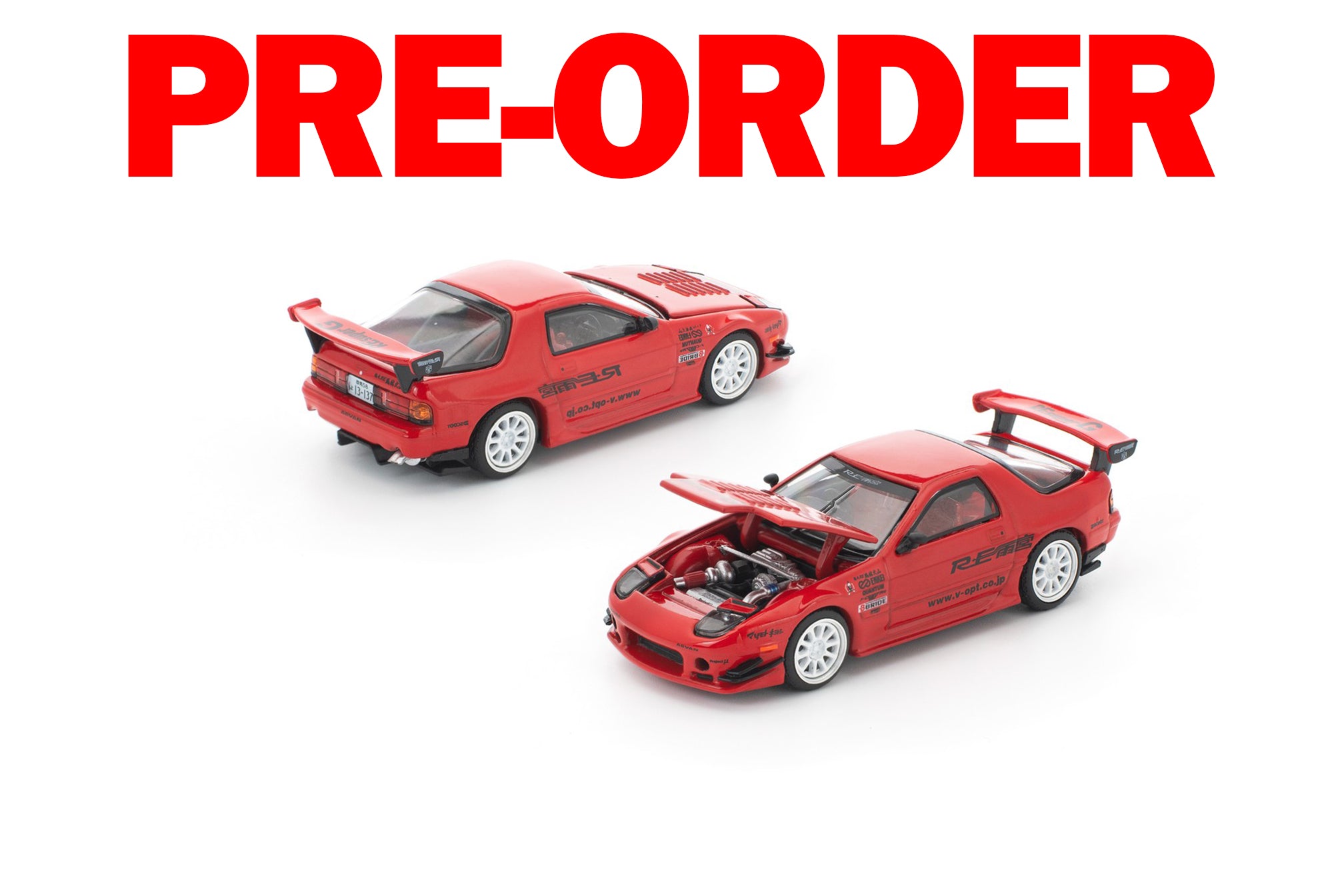 (Pre-order) POPRACE 1/64 MAZDA RX7 FC3S RE-AMEMIYA RED Diecast Model Car
