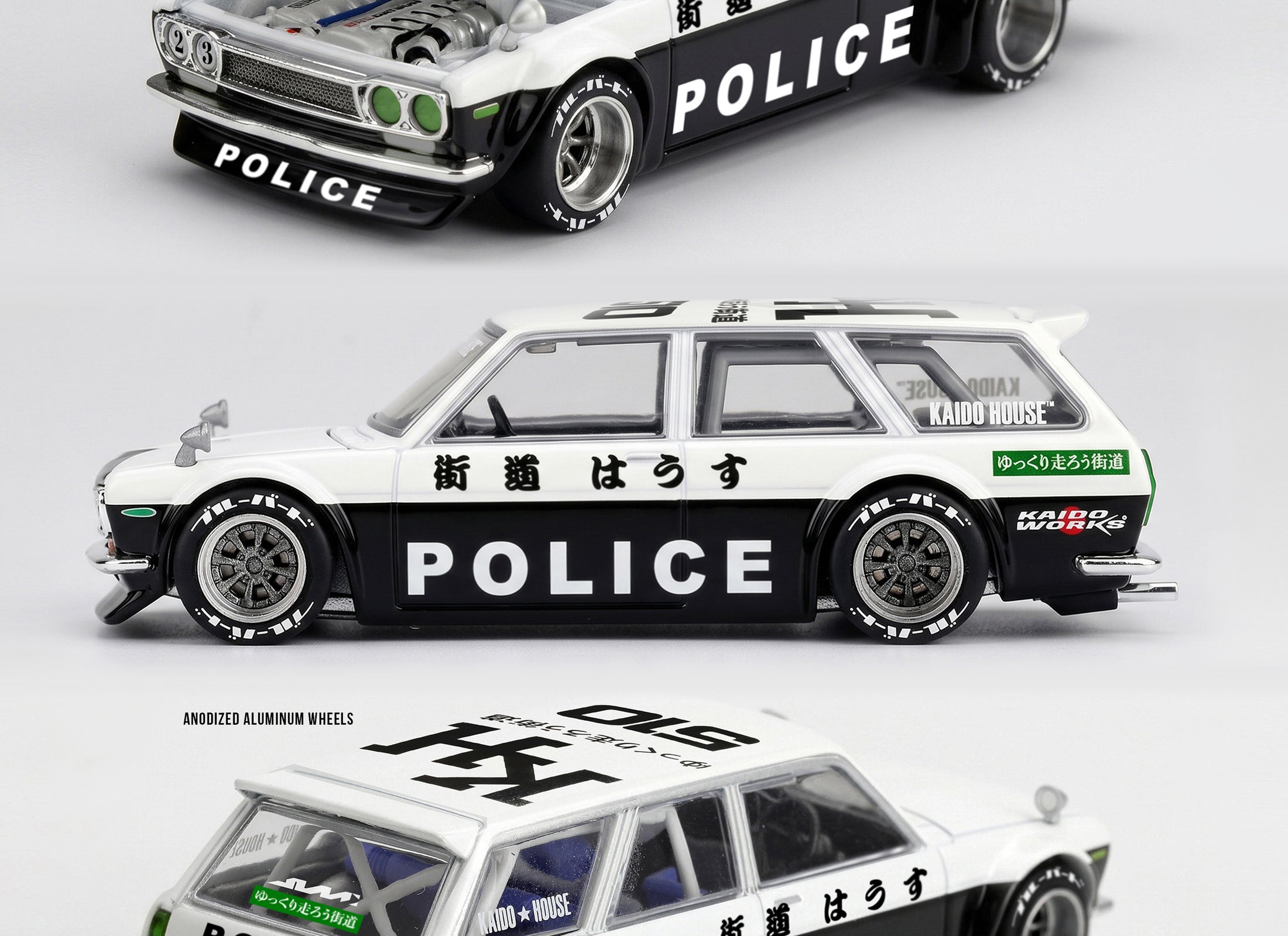 (Pre-order) Mini GT x Kaido House #321 Datsun KAIDO 510 Wagon Police Model Car