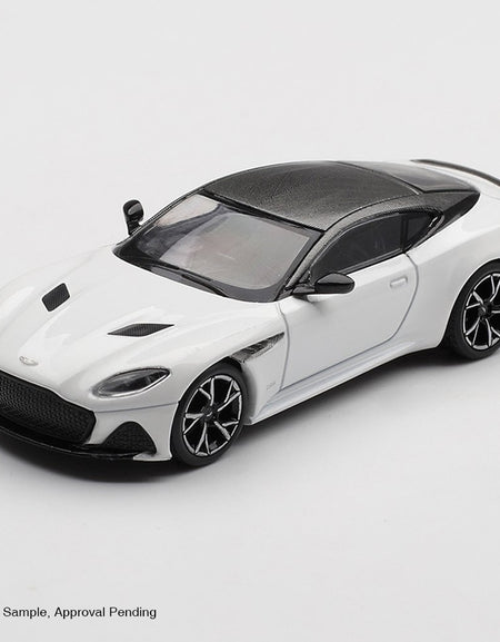 MINI GT #1225 Aston Martin DBS Stratus White LHD Diecast Model Car