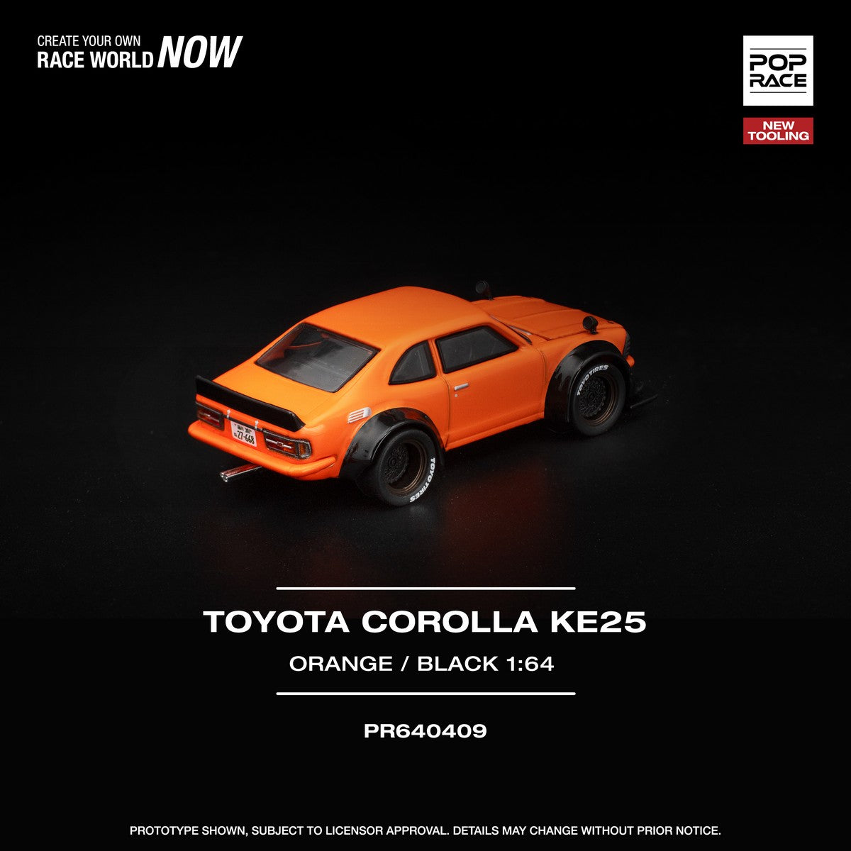 (Pre-order) POPRACE 1/64 TOYOTA COROLLA KE25 ORANGE Diecast Model Car