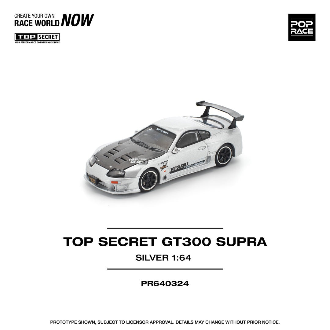 (Pre-order) POPRACE 1/64 TOP SECRET GT300 SUPRA SILVER Diecast Model Car