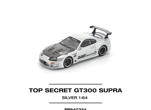 Load image into Gallery viewer, (Pre-order) POPRACE 1/64 TOP SECRET GT300 SUPRA SILVER Diecast Model Car
