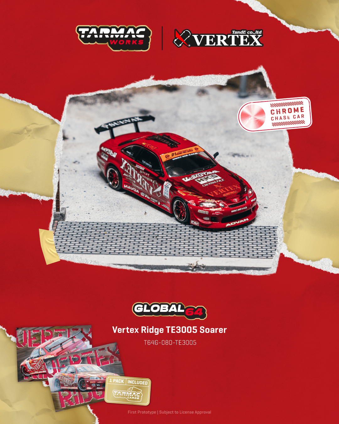 (Pre-order) Tarmac Works 1/64 Vertex Ridge TE3005 Soarer with Tarmac Cards Set