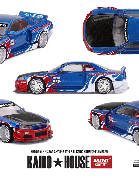 (Pre-order) Mini GT x Kaido House #294 Nissan Skyline GT-R R34 Flames V1