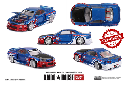 (Pre-order) Mini GT x Kaido House #294 Nissan Skyline GT-R R34 Flames V1