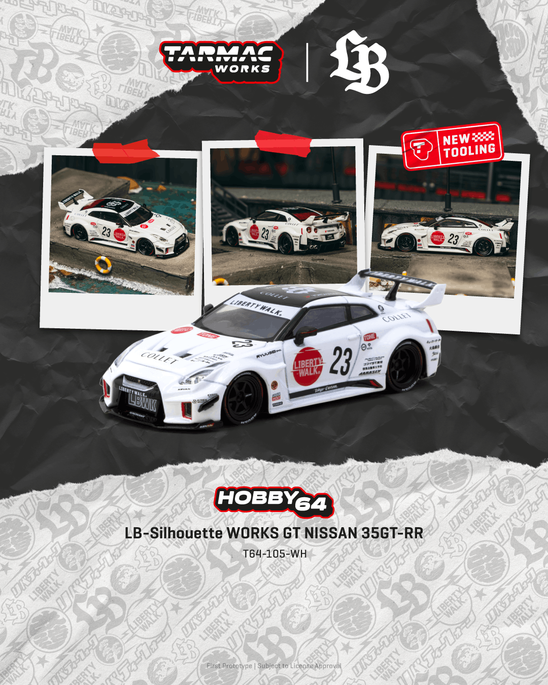(Pre-order) Tarmac Works LB-Silhouette WORKS GT NISSAN 35GT-RR  White Diecast