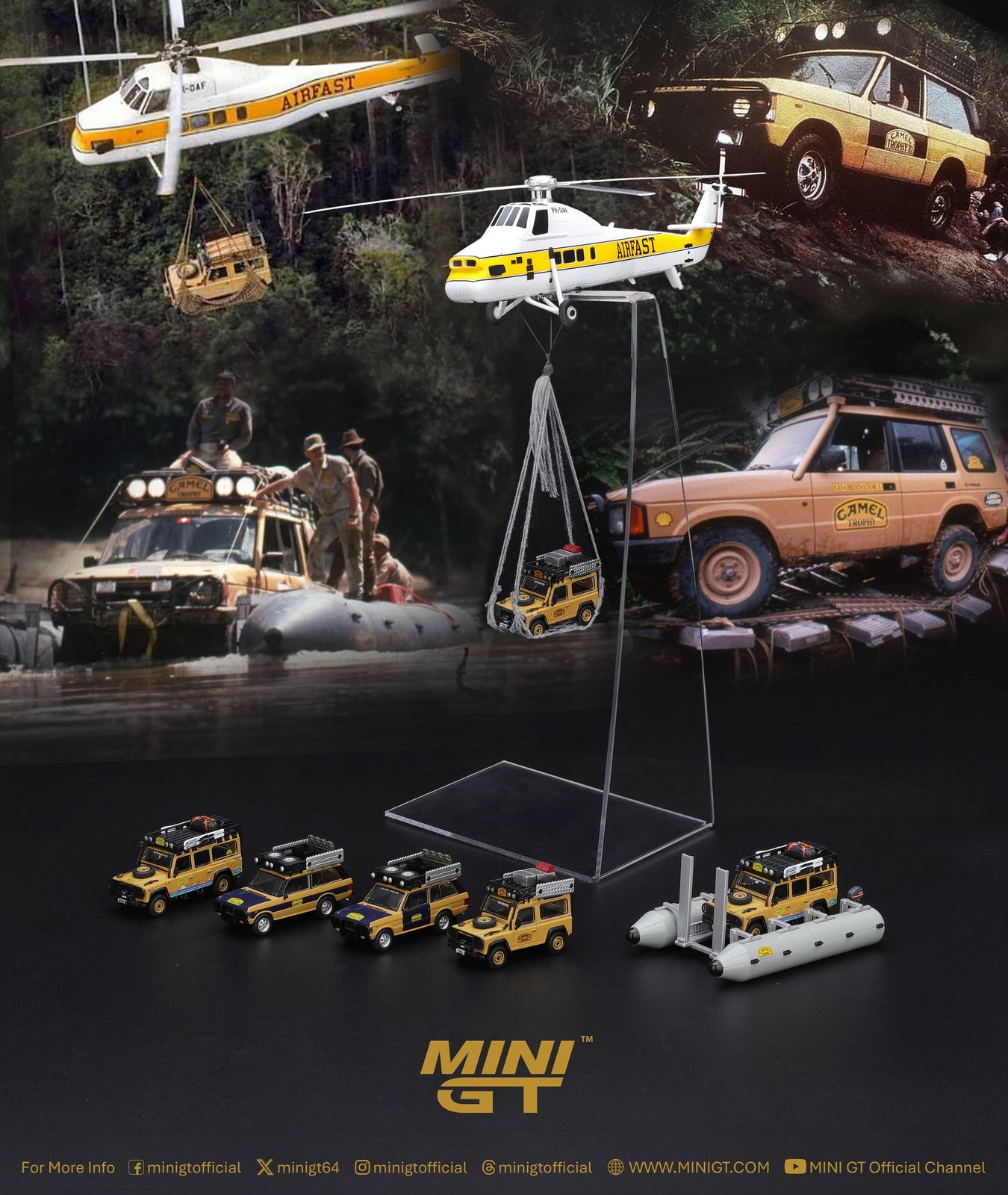 (Pre-order) Mini GT #MGTAC38 Sikorsky S58T Helicopter Camel Trophy 1985 Model