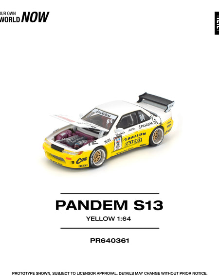 POPRACE 1/64 PANDEM SILVIA S13 2020 D1 LIGHTS YELLOW/WHITE Model
