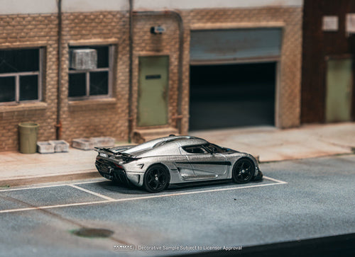 Load image into Gallery viewer, Tarmac Works 1:64 Koenigsegg Regera  Silver Metallic Blue Accents
