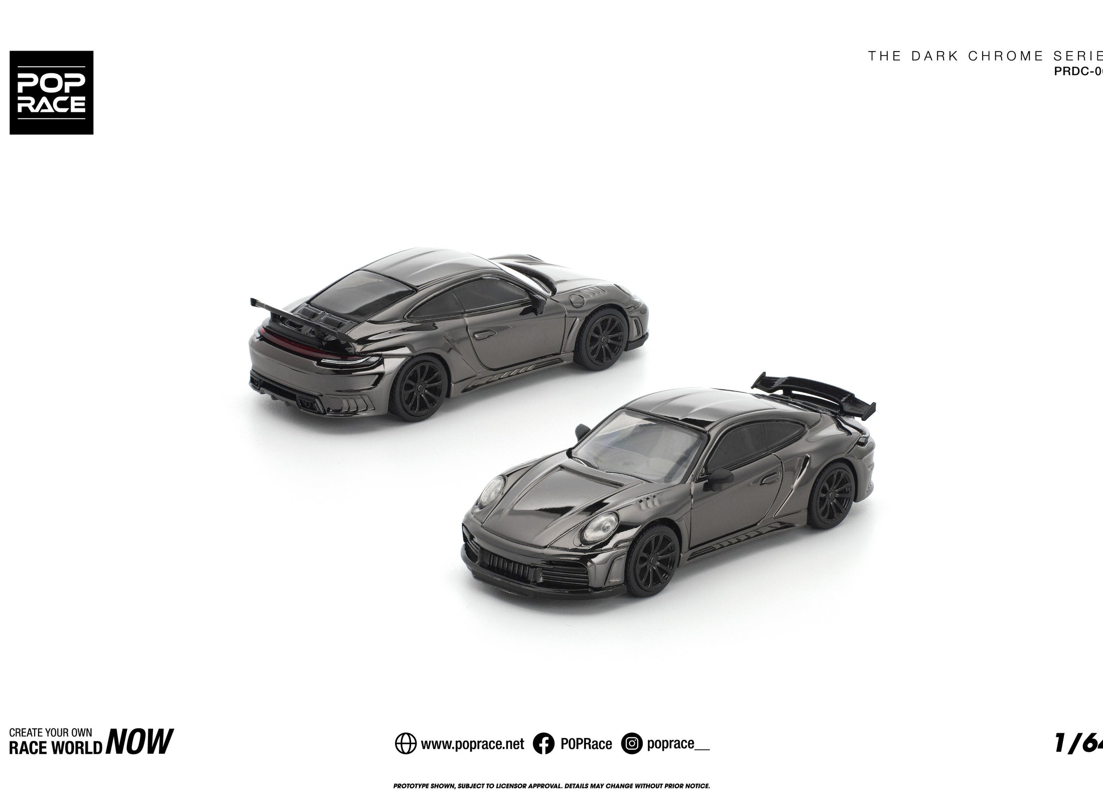(Pre-order) POPRACE 1/64 STINGER GTR DARK CHROME Diecast Model Car