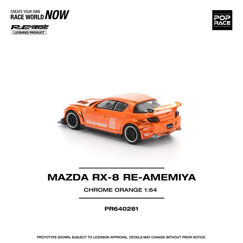 POPRACE 1/64 MAZDA RX-8 RE-AMEMIYA CHROME ORANGE Diecast Model Car